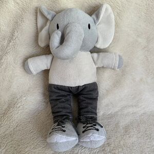 Baby Gear Gray Elephant 11" Plush Lovey 2019 With Jeans Shoes Embroidered Eyes